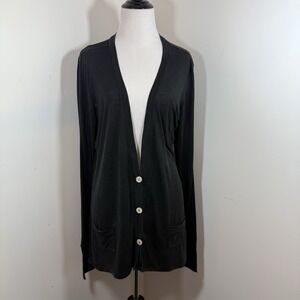 Britt Bardo By Mark L Cardigan Black Long Sleeve Button Up 100% TENCEL Lyocell
